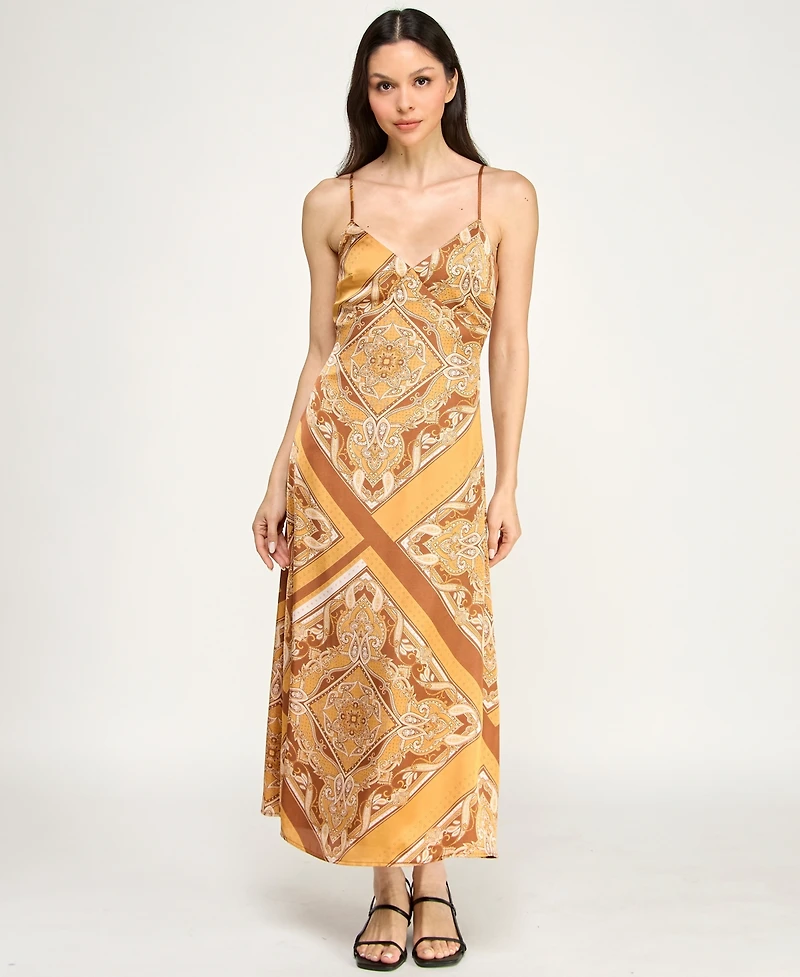 Row A Juniors' Sleeveless V-Neck Midi Dress