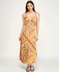 Row A Juniors' Sleeveless V-Neck Midi Dress