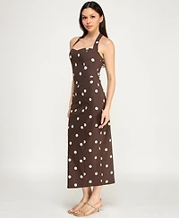 Row A Women's Sweetheart Halter Neck Slim Midi Dress