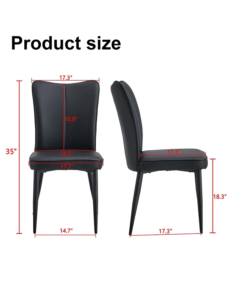 Streamdale Furniture Modern Black Pu Chairs - Set of Two
