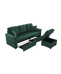 Streamdale Furniture L-Shaped Sectional Sofa w/ Storage Ottoman, Usb, Cup Holder