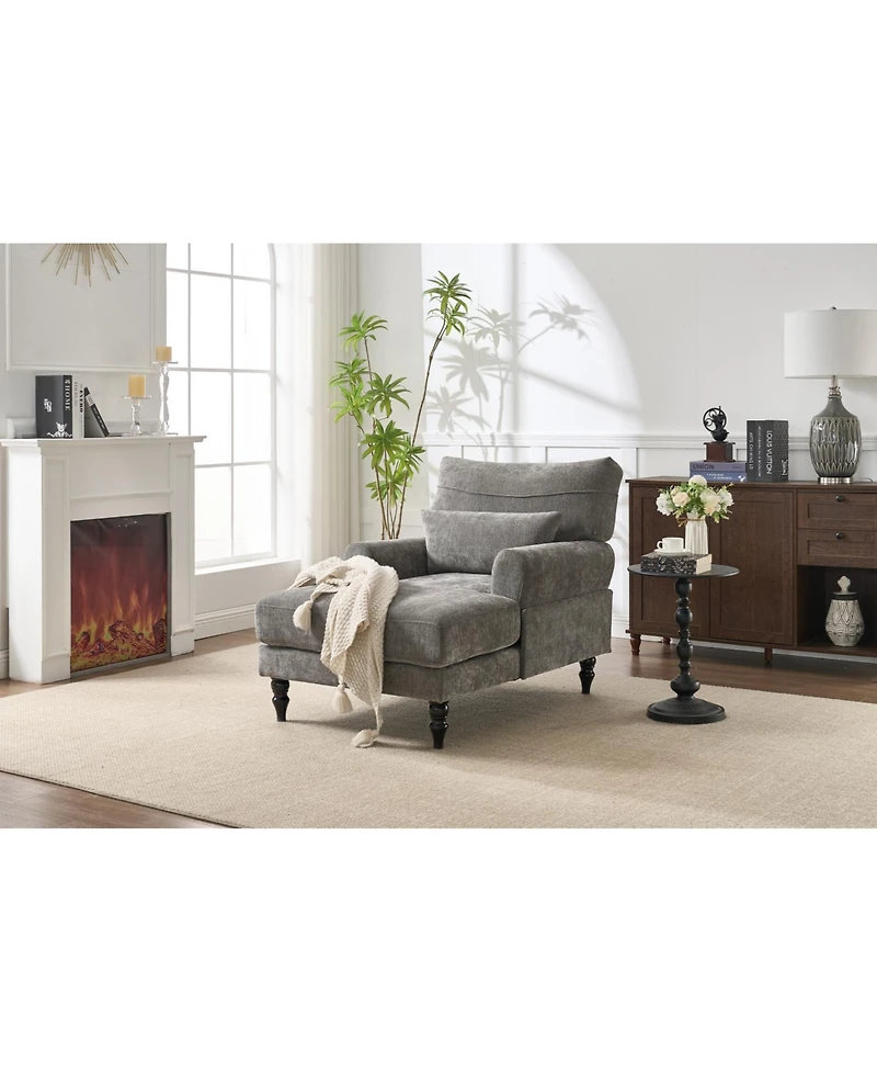 Streamdale Furniture Streamdale Modern Grey Chaise Lounge Sofa Recliner