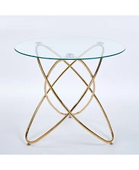Streamdale Furniture Modern Glass Dining Table with Golden Metal Legs