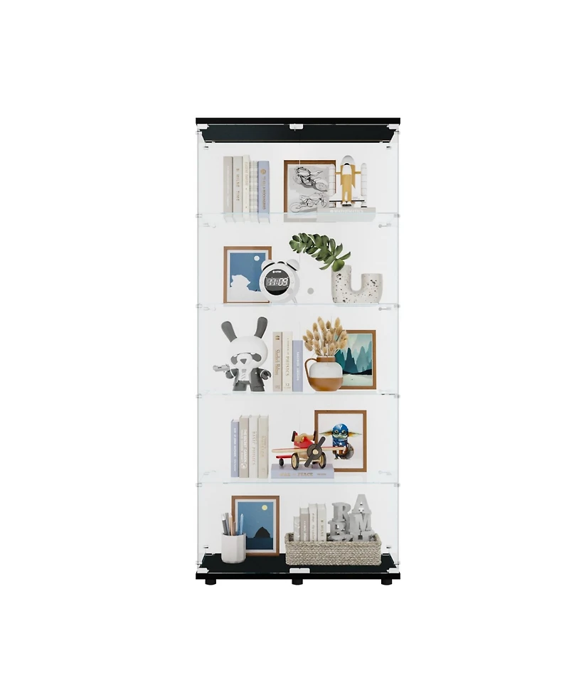 Streamdale Furniture Two Door Glass Cabinet Glass Display Cabinet with 5 Shelves.
