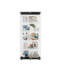 Streamdale Furniture Two Door Glass Cabinet Glass Display Cabinet with 5 Shelves.