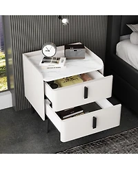 Streamdale Furniture Streamdale Gray Nightstand with Marble Top & 2 Drawers