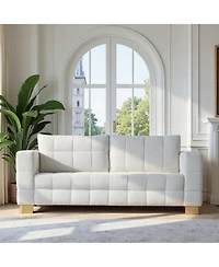 Streamdale Furniture Streamdale Chenille Box-Tufted Sofa with Stainless Steel Legs