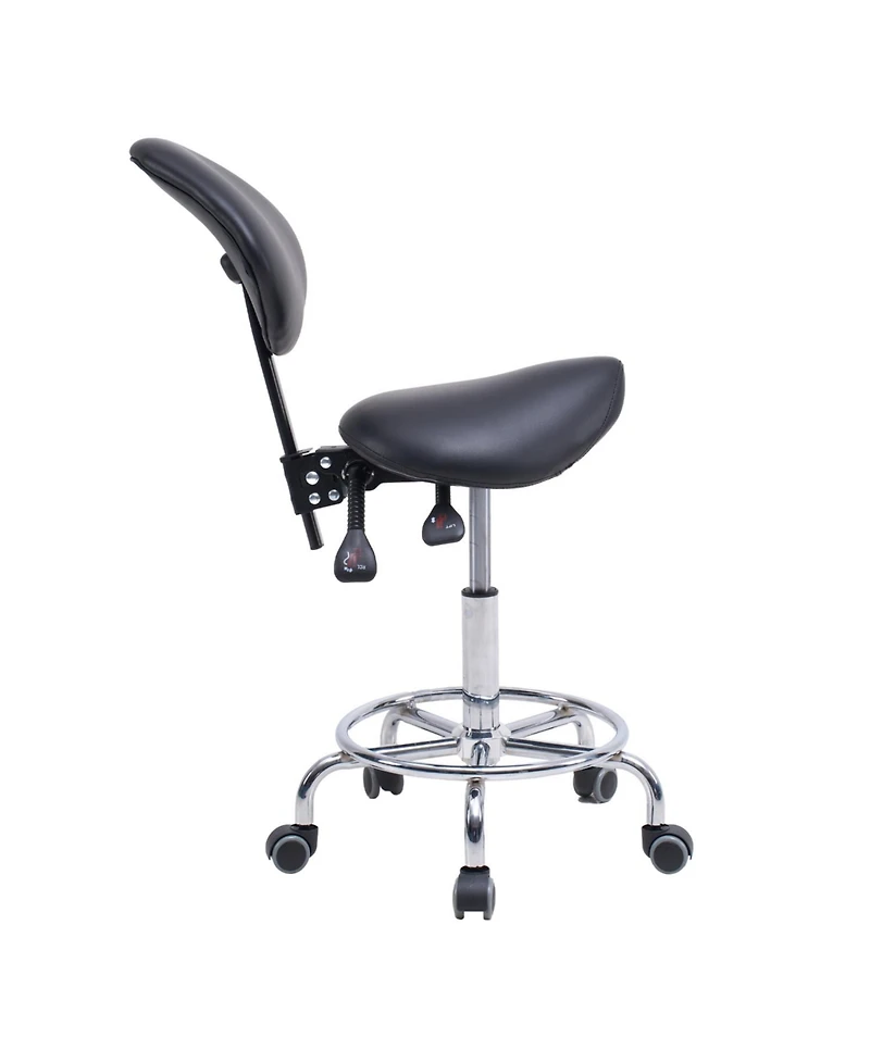 Streamdale Furniture Saddle Stool Chair with Backrest, Swivel Hydraulic Tilt Seat, Wheels & Footrest for Medical, Dental & Clinic Use