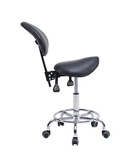 Streamdale Furniture Saddle Stool Chair with Backrest, Swivel Hydraulic Tilt Seat, Wheels & Footrest for Medical, Dental & Clinic Use