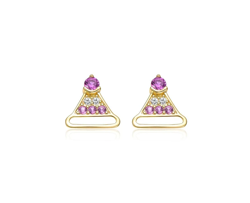 GiGiGirl Kids 14K Gold Plated Cubic Zirconia Triangular Stud Earrings