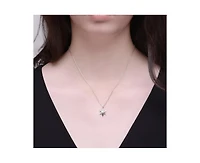 Rachel Glauber Teens White Gold Plated Cubic Zirconia Starburst Necklace