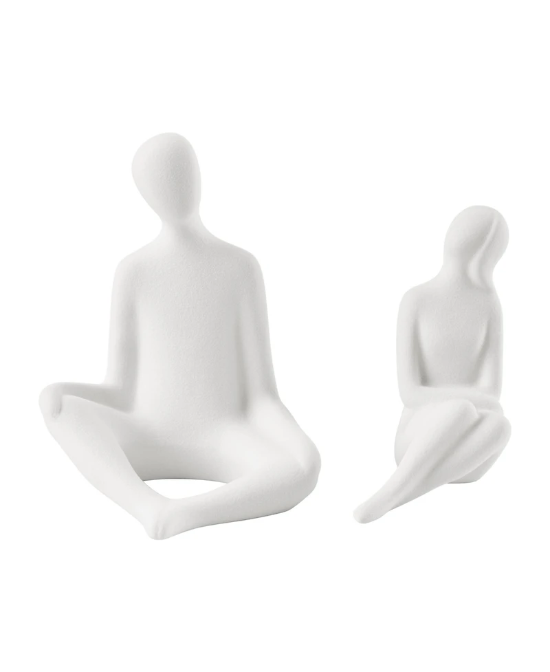 Danya B Hans White Abstract Sitting Couple Matte Ceramic Sculpture Set