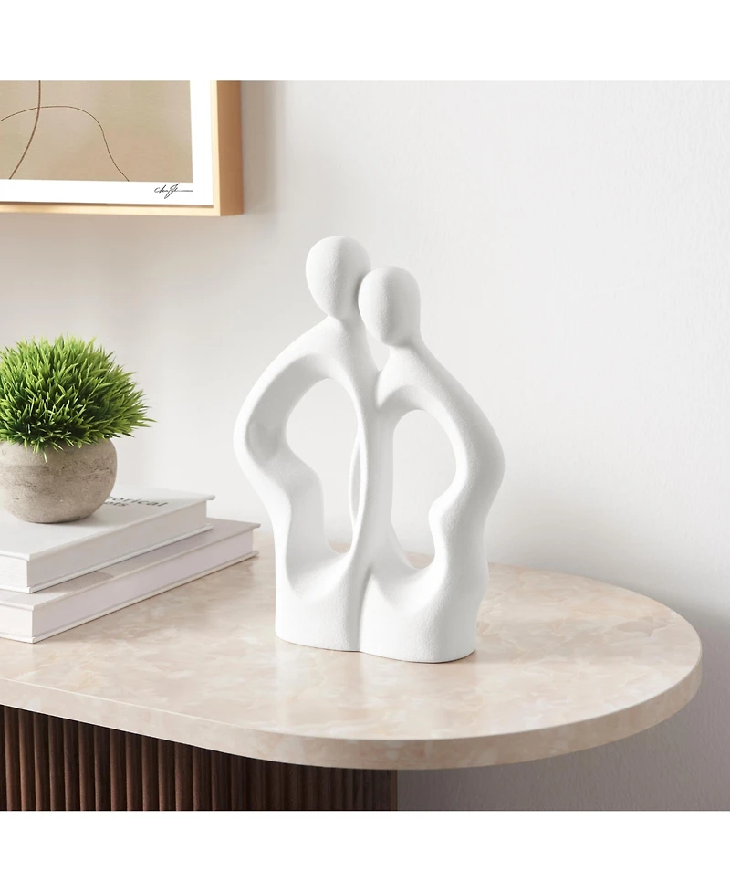 Danya B Hans White Abstract Embrace Couple Matte Ceramic Sculpture Set