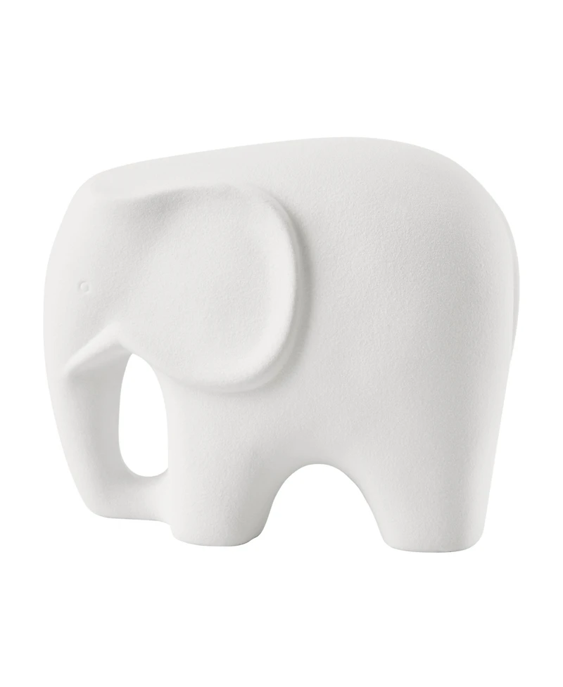 Danya B Hans White Abstract Elephant Matte Ceramic Sculpture