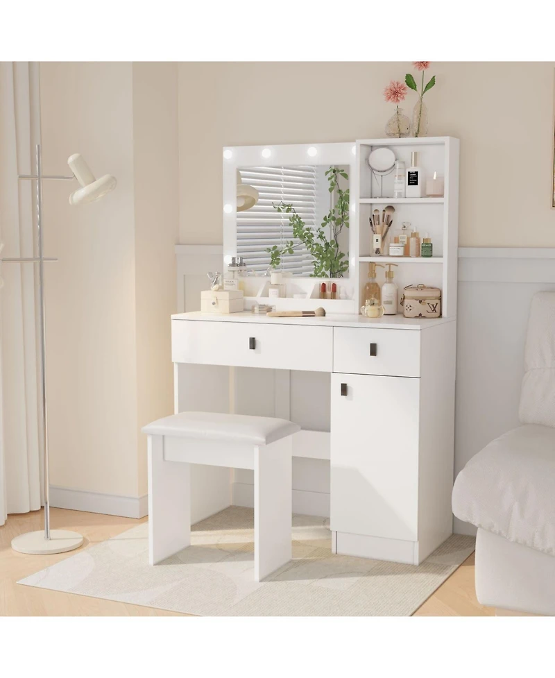 Streamdale Furniture Streamdale Vanity Desk with Adjustable Lights, Drawers & Storage