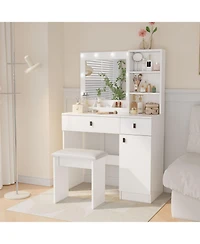 Streamdale Furniture Streamdale Vanity Desk with Adjustable Lights, Drawers & Storage