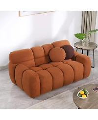 Streamdale Furniture 64.98"L Human Body Sofa, Marshmallow Boucle, 2-Seater