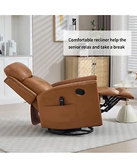 Streamdale Furniture Orange Leather Heat Massage Rocker Recliner