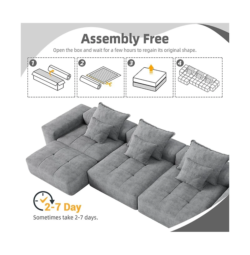 Streamdale Furniture Modern Chenille Sectional Sofa with Pillows