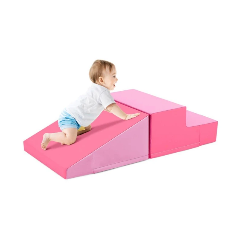 Hongge Soft Foam Climber Step and Slide Playset for Toddlers with Easy Clean Cover