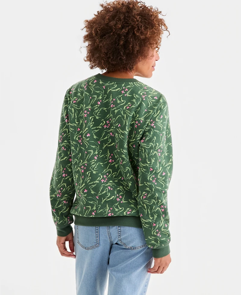 Style & Co Women's Printed Fleece Crewneck Sweatshirt, Macy's Exclusive