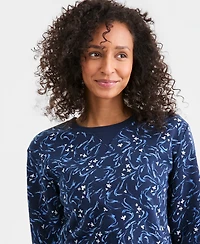 Style & Co Women's Printed Fleece Crewneck Sweatshirt, Macy's Exclusive