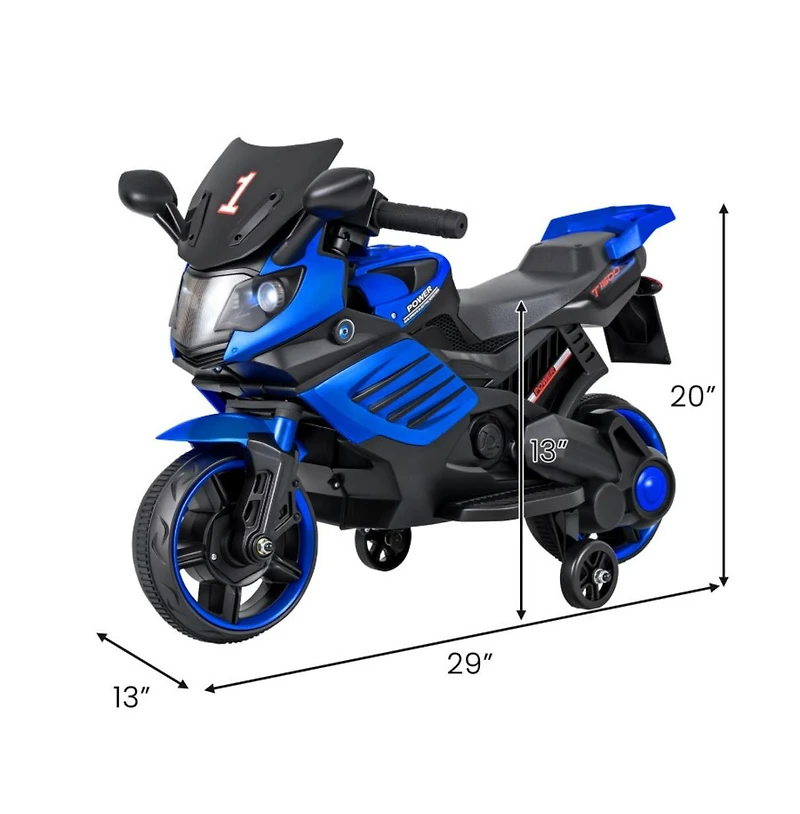 Hongge Kids Electric Ride On Motorcycle with Training Wheels and Realistic Driving Features