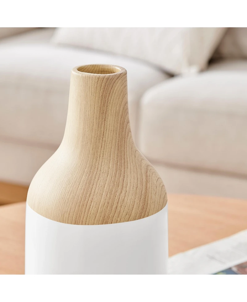 Danya B Nora Kanna Bottle Two Tone Tabletop Vase - White and Beech