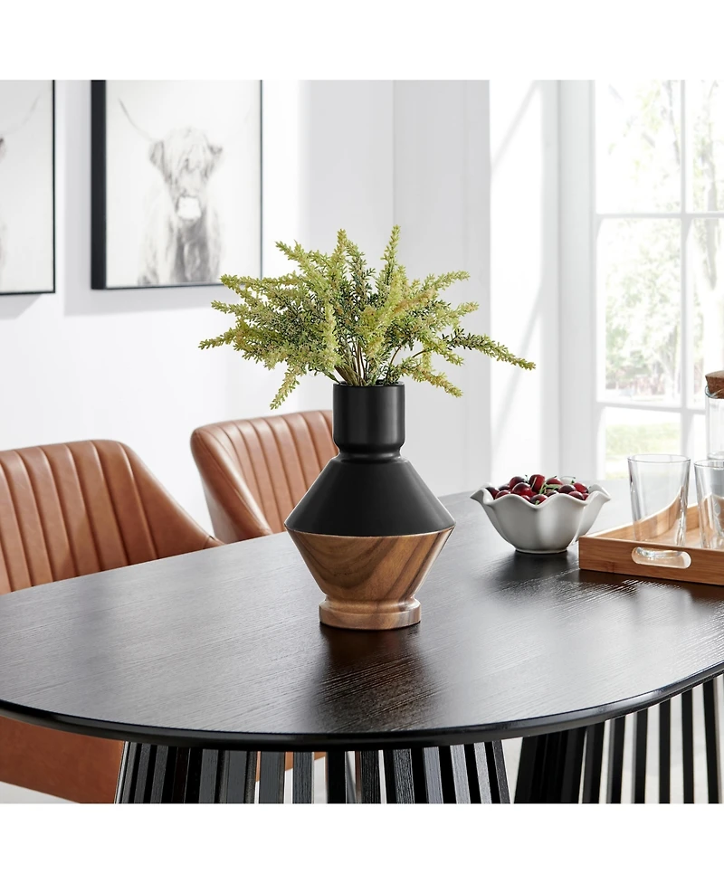 Danya B Milo Diamant Reverse Hourglass Two Tone Tabletop Vase - Black and Walnut