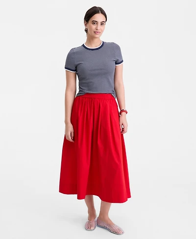 On 34th Women's Pull-On Poplin Midi Skirt, Macy's Exclusive
