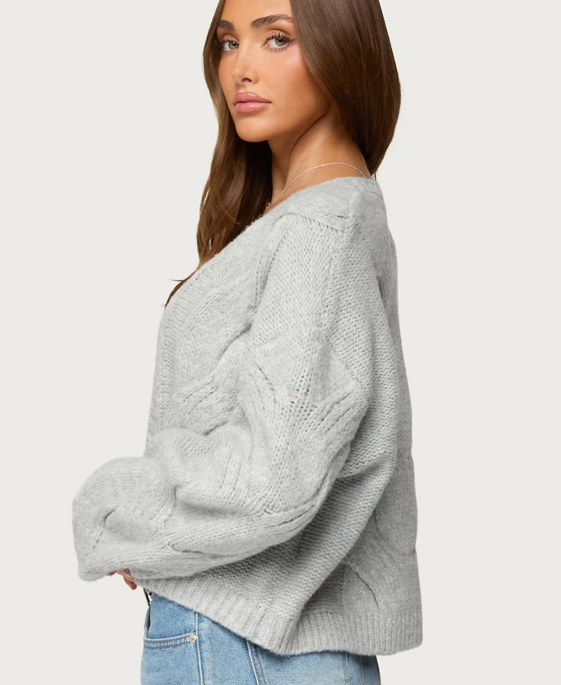 Edikted Women's Braiden Chunky Cable Knit Cardigan