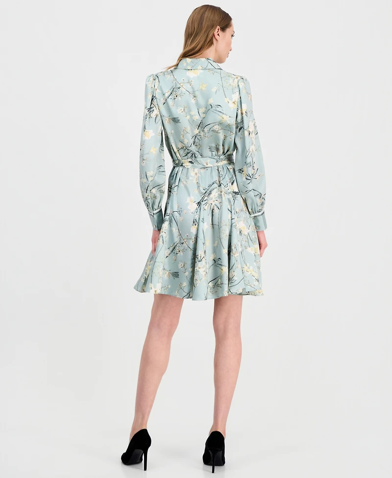 Anne Klein Women's Printed Long-Sleeve Shirtdress