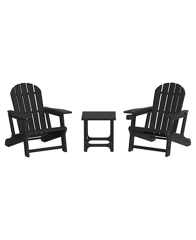 WestinTrends 3-Piece Hdpe Plastic Adirondack Chairs with 18" Square Side Table Patio Set