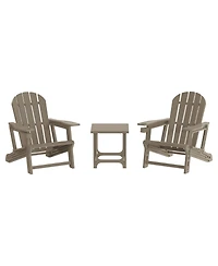 WestinTrends 3-Piece Hdpe Plastic Adirondack Chairs with 18" Square Side Table Patio Set