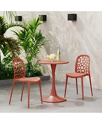WestinTrends 3-Piece Outdoor Indoor Metal Patio Dining Table Set With Stackable Polypropylene Patio Side Chairs