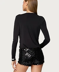 Edikted Women's Draped V Neck Long Sleeve Top