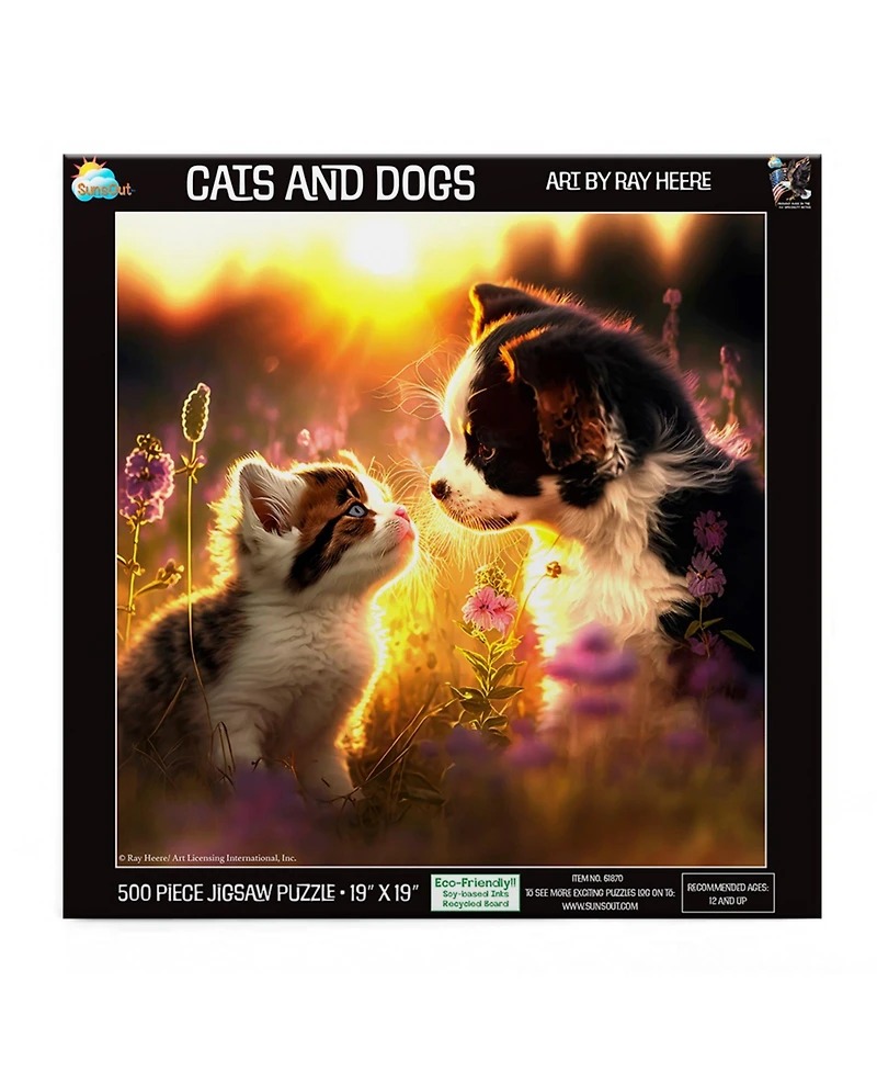 SunsOut Cats and Dogs 500 piece Jigsaw Puzzle for Adults
