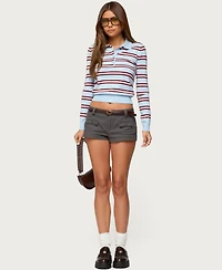 Edikted Women's Brayden Striped Polo Sweater