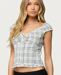 Edikted Women's Dolsy Plaid Button Up Top