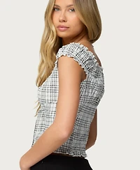 Edikted Women's Dolsy Plaid Button Up Top