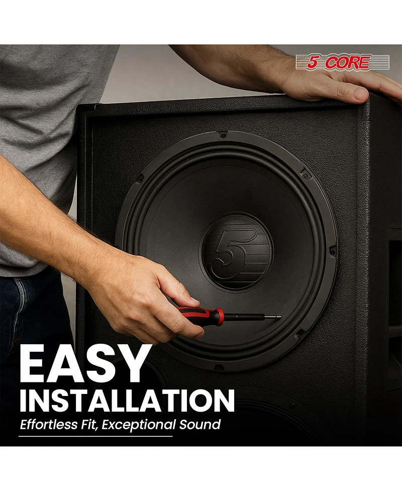 5 Core Speaker Subwoofer Pair 12 Inch Pair Pa Dj Subs 200W Max Pro Audio 8 Ohm 30 Oz Y30 Magnet Subwoofers Powerful Replacement Bass Sub Woofer