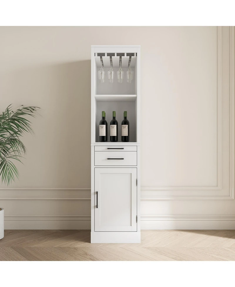 Streamdale Furniture Modular Wine Bar Hutch Cabinet (White