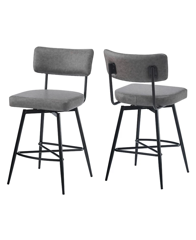 Streamdale Furniture Retro Swivel Counter Stools, Set of 2 in Grey