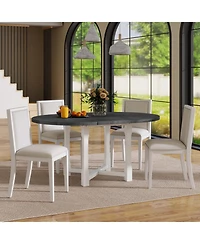 Streamdale Furniture 5-Piece Extendable Round Dining Set with Upholstered Chairs