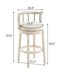 Streamdale Furniture Bar Stools Seat Height 29.5" Leather Wooden Bar Stools(White 1pc)