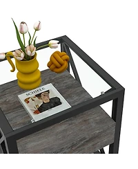 Streamdale Furniture Modern End Table with Drawer - Rustic Nightstand