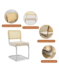 Streamdale Furniture Streamdale Velvet Rattan Dining Chairs, Chrome Legs (Champagne, Set of 2