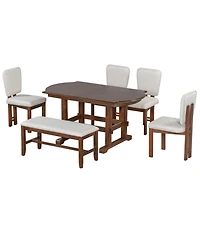 Streamdale Furniture Extendable Wood Dining Table Set with Bench & 4 Chairs