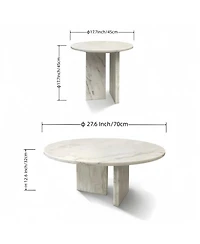 Streamdale White Marble Coffee Table Set - Living Room Tables