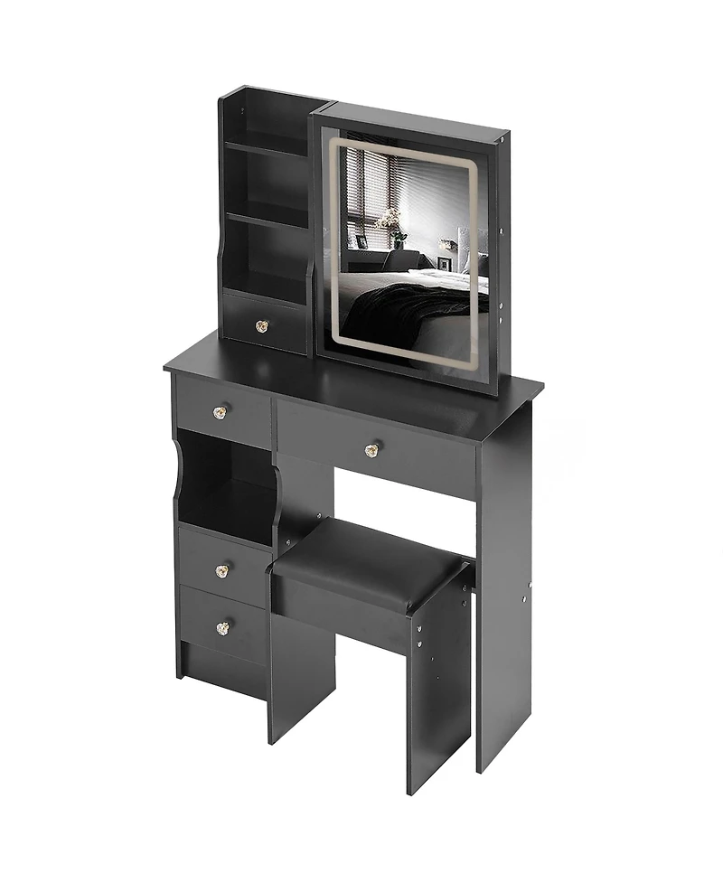 Streamdale Furniture Led Mirror Vanity Table with Stool